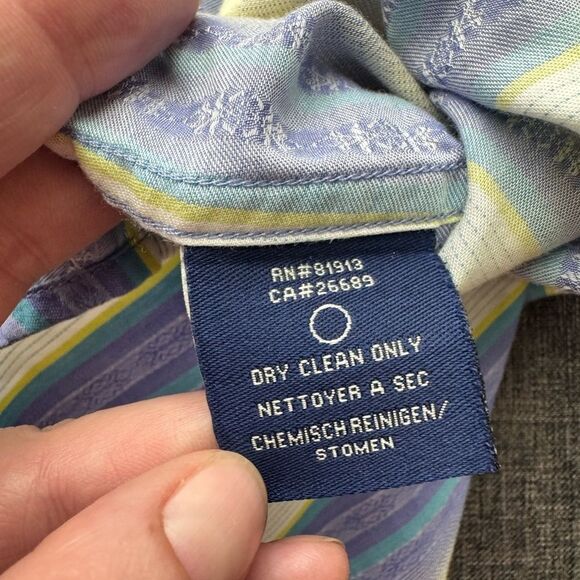 Robert Graham Shirt Mens Stripe Flip Cuff Button Up Floral Embroidered Sz XL - Picture 11 of 15